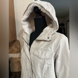 Sebby Women's Cream Hooded Jacket, Latge